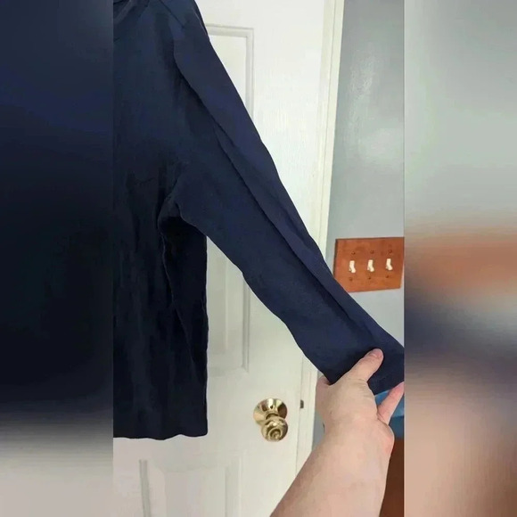 Croft And Barrow Navy Three-Quarter Sleeve Women's Top Size Large Boatneck (EUC) - Picture 8 of 11